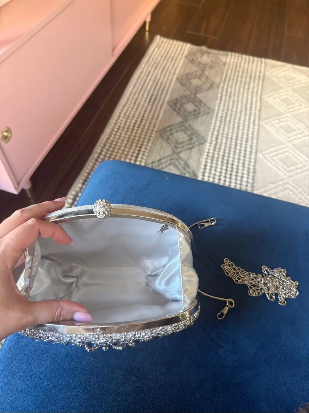 Verano Hill Silver Sparkle Evening Clutch